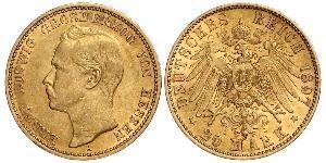 20 Марка Великое герцогство Гессен (1806 - 1918) Золото Ernest Louis, Grand Duke of Hesse (1868 - 1937)