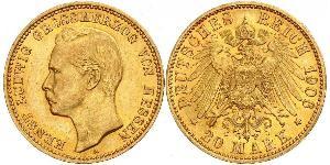 20 Марка Великое герцогство Гессен (1806 - 1918) Золото Ernest Louis, Grand Duke of Hesse (1868 - 1937)
