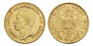 20 Марка Великое герцогство Гессен (1806 - 1918) Золото Ernest Louis, Grand Duke of Hesse (1868 - 1937)