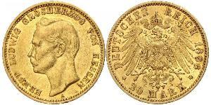20 Марка Великое герцогство Гессен (1806 - 1918) Золото Ernest Louis, Grand Duke of Hesse (1868 - 1937)