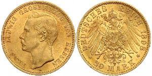 20 Марка Великое герцогство Гессен (1806 - 1918) Золото Ernest Louis, Grand Duke of Hesse (1868 - 1937)