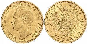 20 Марка Великое герцогство Гессен (1806 - 1918) Золото Ernest Louis, Grand Duke of Hesse (1868 - 1937)