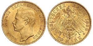 20 Марка Великое герцогство Гессен (1806 - 1918) Золото Ernest Louis, Grand Duke of Hesse (1868 - 1937)
