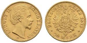 20 Марка Королевство Бавария (1806 - 1918) Золото Людвиг II (король Баварии)(1845 – 1886)