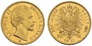 20 Марка Королевство Бавария (1806 - 1918) Золото Людвиг I (король Баварии)(1786 – 1868)