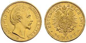 20 Марка Королевство Бавария (1806 - 1918) Золото Людвиг II (король Баварии)(1845 – 1886)
