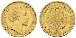 20 Марка Королевство Бавария (1806 - 1918) Золото Людвиг II (король Баварии)(1845 – 1886)