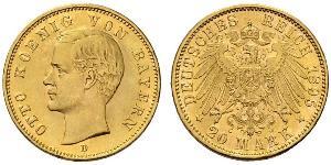 20 Марка Королевство Бавария (1806 - 1918) Золото Отто I (король Баварии)(1848 – 1916)