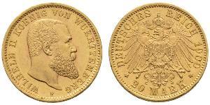 20 Марка Королевство Вюртемберг (1806-1918) Золото Wilhelm II, German Emperor (1859-1941)