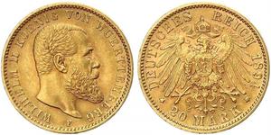 20 Марка Королевство Вюртемберг (1806-1918) Золото Wilhelm II, German Emperor (1859-1941)