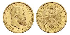 20 Марка Королевство Вюртемберг (1806-1918) Золото Wilhelm II, German Emperor (1859-1941)