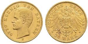 20 Марка Королівство Баварія (1806 - 1918) Золото Otto of Bavaria (1848 – 1916)