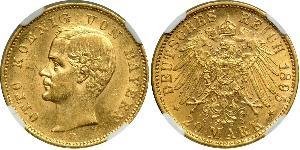 20 Марка Королівство Баварія (1806 - 1918) Золото Otto of Bavaria (1848 – 1916)