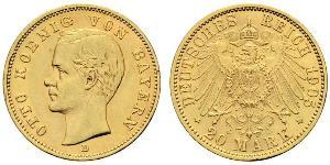 20 Марка Королівство Баварія (1806 - 1918) Золото Otto of Bavaria (1848 – 1916)