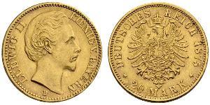 20 Марка Королівство Баварія (1806 - 1918) Золото Людвіг II (король Баварії)(1845 – 1886)