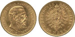 20 Марка Королівство Пруссія (1701-1918) Золото Фрідріх III (німецький імператор) (1831-1888)