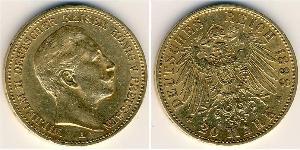 20 Марка Королівство Пруссія (1701-1918) Золото Wilhelm II, German Emperor (1859-1941)