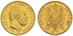 20 Марка Королівство Пруссія (1701-1918) Золото Wilhelm I, German Emperor (1797-1888)