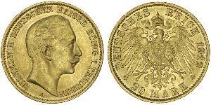20 Марка Королівство Пруссія (1701-1918) Золото Wilhelm II, German Emperor (1859-1941)