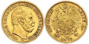 20 Марка Королівство Пруссія (1701-1918) Золото Wilhelm I, German Emperor (1797-1888)