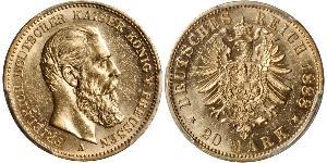 20 Марка Королівство Пруссія (1701-1918) Золото Фрідріх III (німецький імператор) (1831-1888)