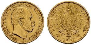 20 Марка Королівство Пруссія (1701-1918) Золото Wilhelm I, German Emperor (1797-1888)