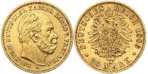 20 Марка Королівство Пруссія (1701-1918) Золото Wilhelm I, German Emperor (1797-1888)