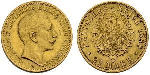 20 Марка Королівство Пруссія (1701-1918) Золото Wilhelm II, German Emperor (1859-1941)