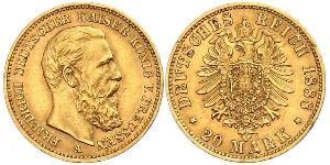 20 Марка Королівство Пруссія (1701-1918) Золото Фрідріх III (німецький імператор) (1831-1888)