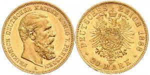 20 Марка Пруссия (королевство) (1701-1918) Золото Фридрих III (германский император) (1831-1888)