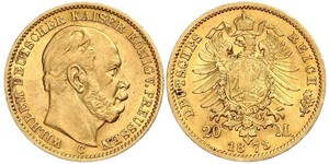 20 Марка Пруссия (королевство) (1701-1918) Золото Wilhelm I, German Emperor (1797-1888)