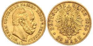 20 Марка Пруссия (королевство) (1701-1918) Золото Wilhelm I, German Emperor (1797-1888)