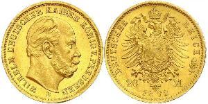 20 Марка Пруссия (королевство) (1701-1918) Золото Wilhelm I, German Emperor (1797-1888)