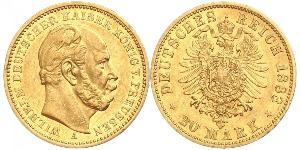 20 Марка Пруссия (королевство) (1701-1918) Золото Wilhelm I, German Emperor (1797-1888)