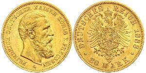 20 Марка Пруссия (королевство) (1701-1918) Золото Фридрих III (германский император) (1831-1888)