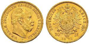20 Марка Пруссия (королевство) (1701-1918) Золото Wilhelm I, German Emperor (1797-1888)