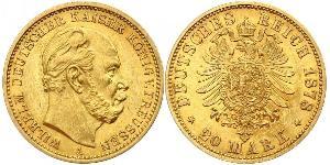 20 Марка Пруссия (королевство) (1701-1918) Золото Wilhelm I, German Emperor (1797-1888)