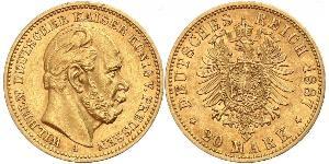 20 Марка Пруссия (королевство) (1701-1918) Золото Wilhelm I, German Emperor (1797-1888)