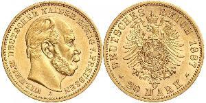 20 Марка Пруссия (королевство) (1701-1918) Золото Wilhelm I, German Emperor (1797-1888)