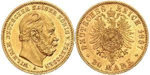 20 Марка Пруссия (королевство) (1701-1918) Золото Wilhelm I, German Emperor (1797-1888)