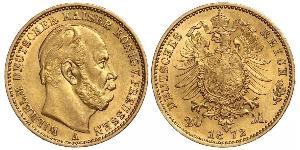20 Марка Пруссия (королевство) (1701-1918) Золото Wilhelm I, German Emperor (1797-1888)