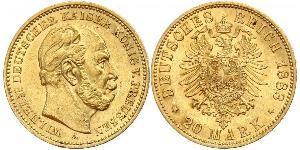 20 Марка Пруссия (королевство) (1701-1918) Золото Wilhelm I, German Emperor (1797-1888)