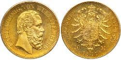 20 Марка Федеральні землі Німеччини Золото Karl Friedrich Alexander (1823 - 1864)