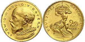 20 Марка Королевство Бавария (1806 - 1918) Медь Людвиг III (король Баварии) (1845 – 1921)