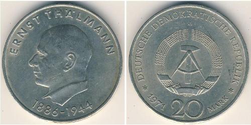 20 Марка Німецька Демократична Республіка (1949-1990) Срібло Ернст Тельман