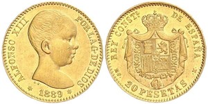 20 Песета Королевство Испания (1874 - 1931) Золото Alfonso XIII of Spain (1886 - 1941)
