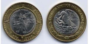 20 Песо Соединённые Штаты Мексики (1867 - ) Биметалл 