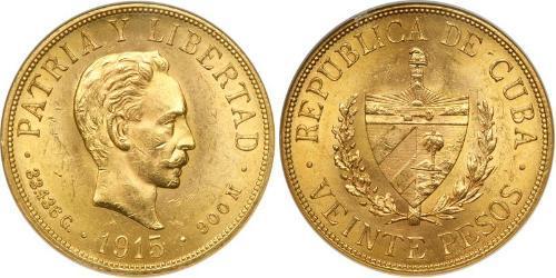 20 Песо Куба Золото Jose Julian Marti Perez (1853 - 1895) 