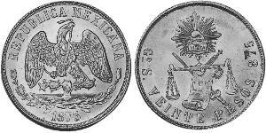 20 Песо Соединённые Штаты Мексики (1867 - ) Золото 