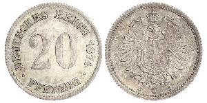 20 Пфеніг Німеччина Срібло Wilhelm I, German Emperor (1797-1888)